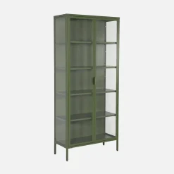 Sideboard, steel and tempered glass china cabinet with 2 doors