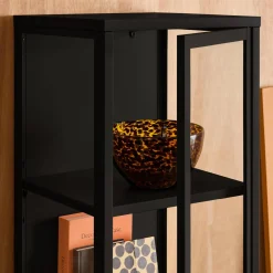 Sideboard, steel and tempered glass display cabinet with 1 door