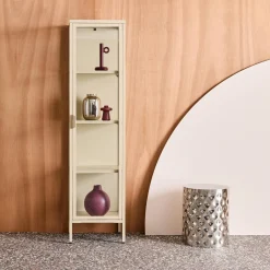 Sideboard, steel and tempered glass display cabinet with 1 door
