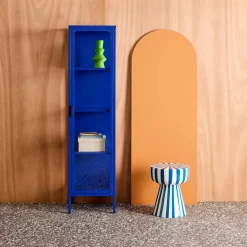 Sideboard, steel and tempered glass display cabinet with 1 door