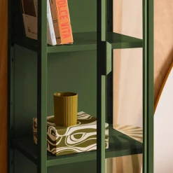 Sideboard, steel and tempered glass display cabinet with 1 door