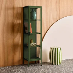 Sideboard, steel and tempered glass display cabinet with 1 door