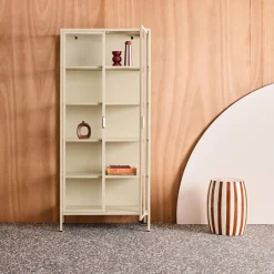 Sideboard, steel and tempered glass china cabinet with 2 doors