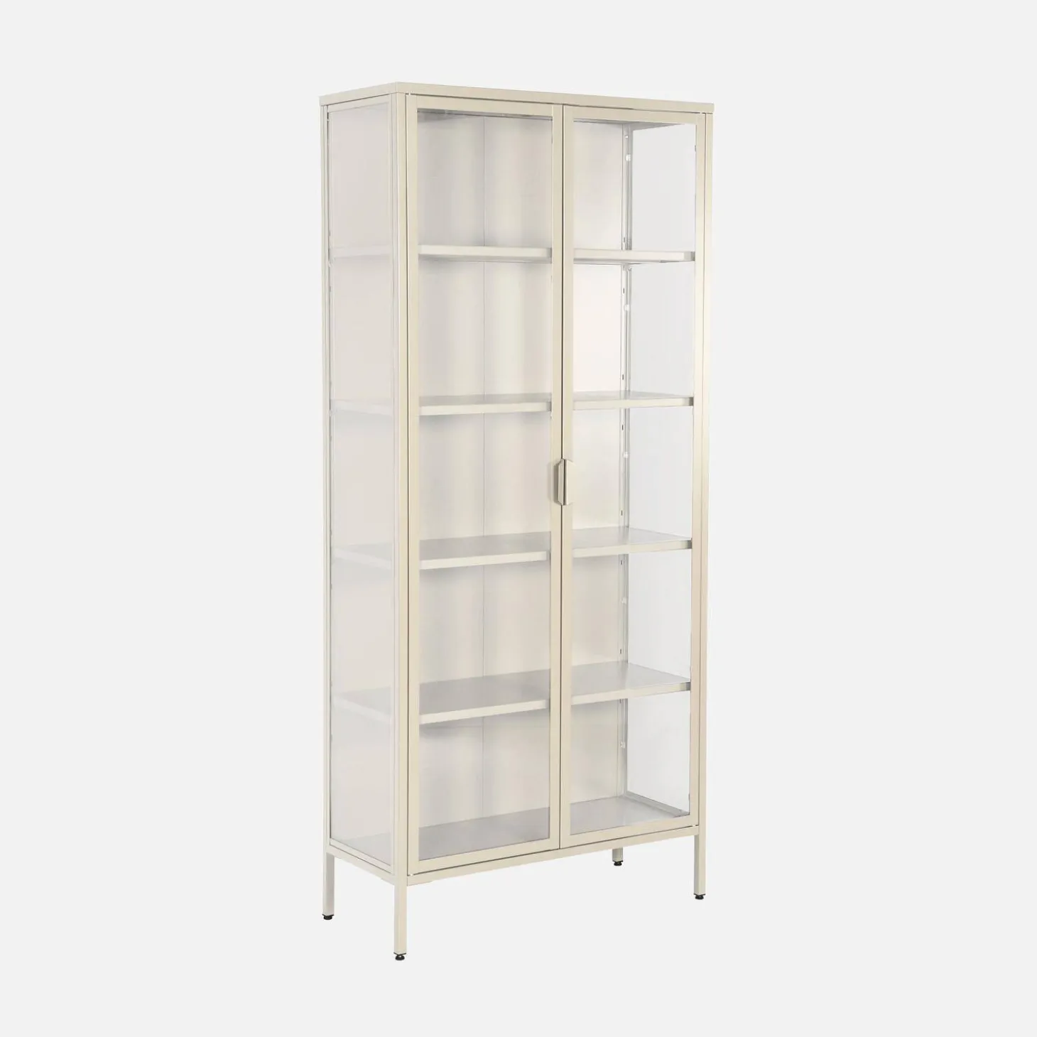 Sideboard, steel and tempered glass china cabinet with 2 doors