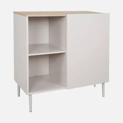 Sideboard storage unit metal with wood decor 1 door 80 cm