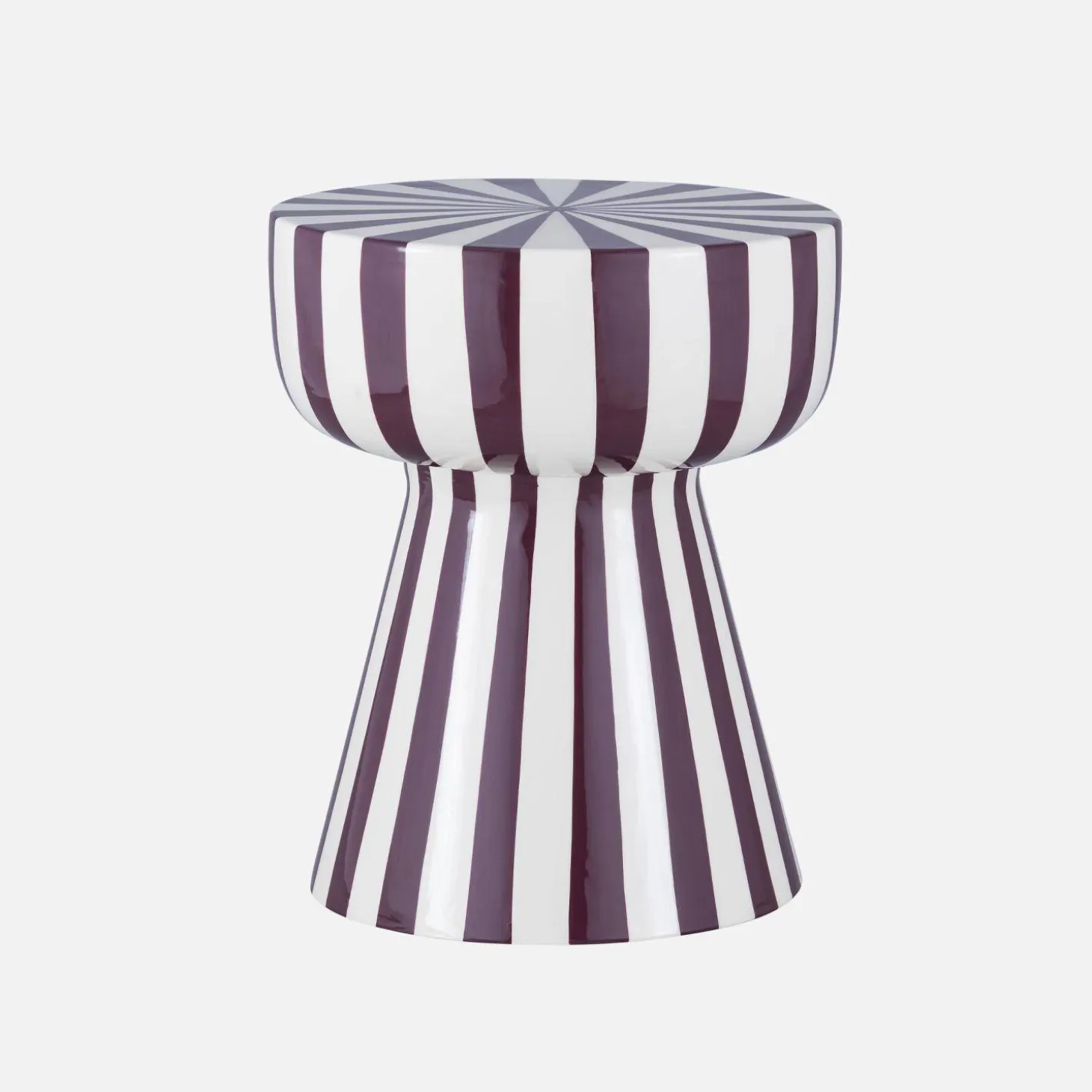 Side table, coffee table, bedside table, enamelled steel two-tone stripes