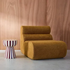 Side table, coffee table, bedside table, enamelled steel two-tone stripes