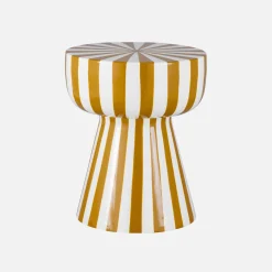 Side table, coffee table, bedside table, enamelled steel two-tone stripes