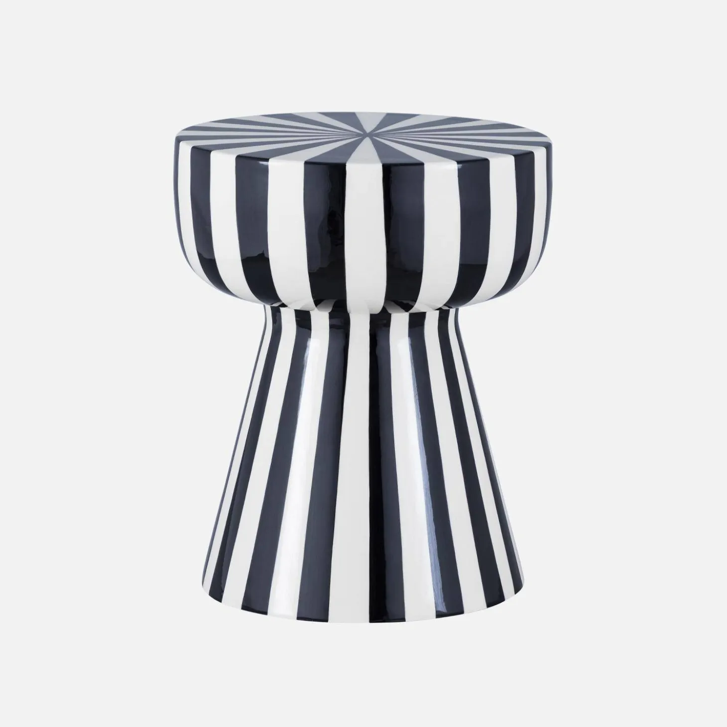 Side table, coffee table, bedside table, enamelled steel two-tone stripes