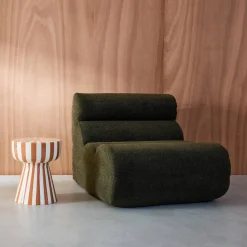 Side table, coffee table, bedside table, enamelled steel two-tone stripes