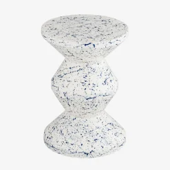 Side table, end table, bedside table, enamelled steel with speckled pattern, Ø33 x H 47cm