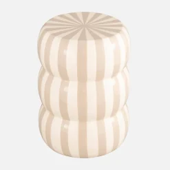 Side table, end table, bedside table enamelled steel with stripes Ø33x H 46cm
