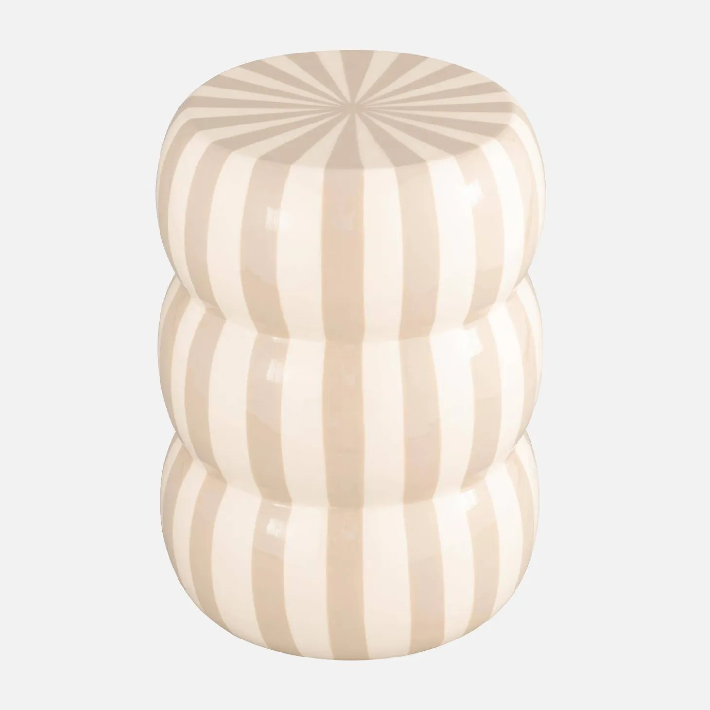 Side table, end table, bedside table enamelled steel with stripes Ø33x H 46cm