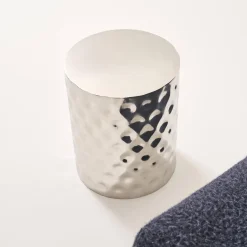 Side table, end table, bedside table in chrome-plated enameled steel Ø33 x H 41cm