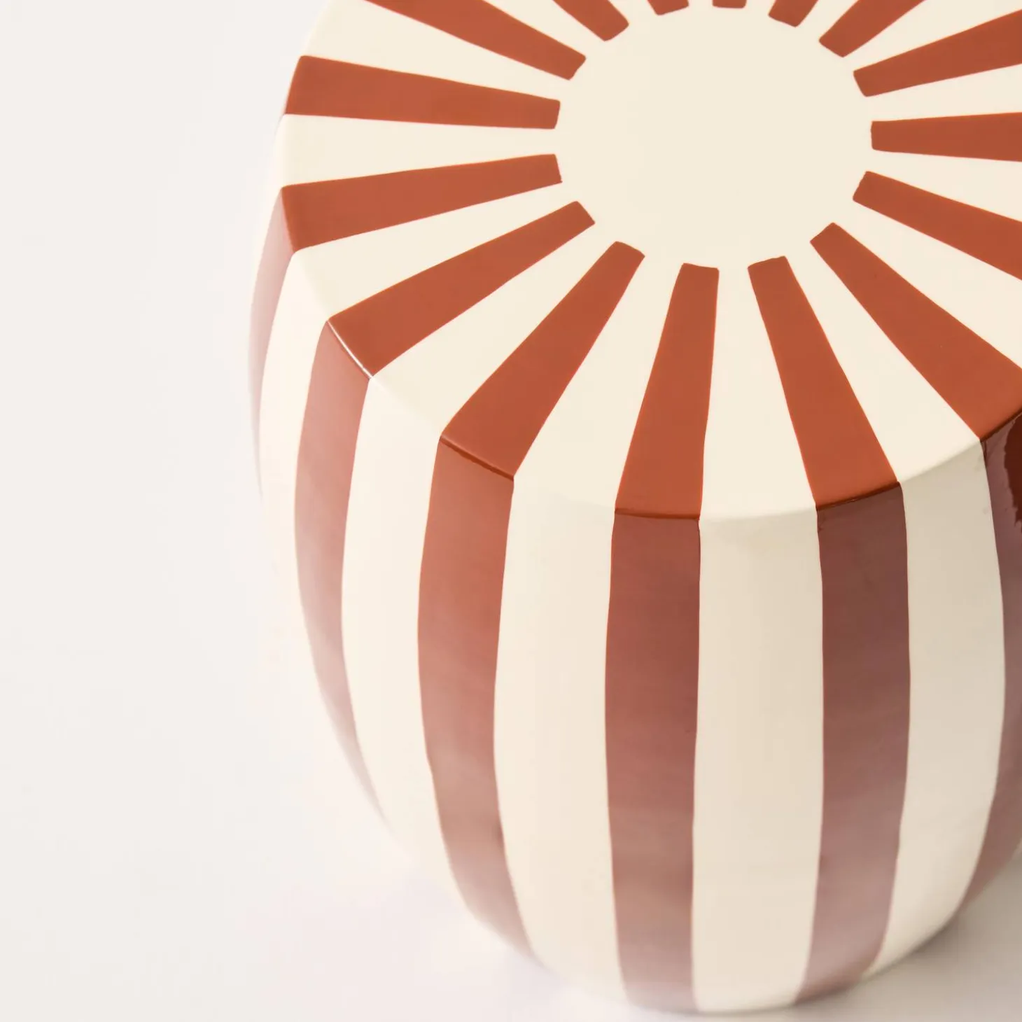 Side table, end table, bedside table in enameled steel, two-tone stripes Ø35 x H 46cm