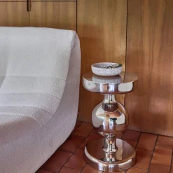 Side table, end table, bedside table stainless steel Ø29.5 x H48.5cm