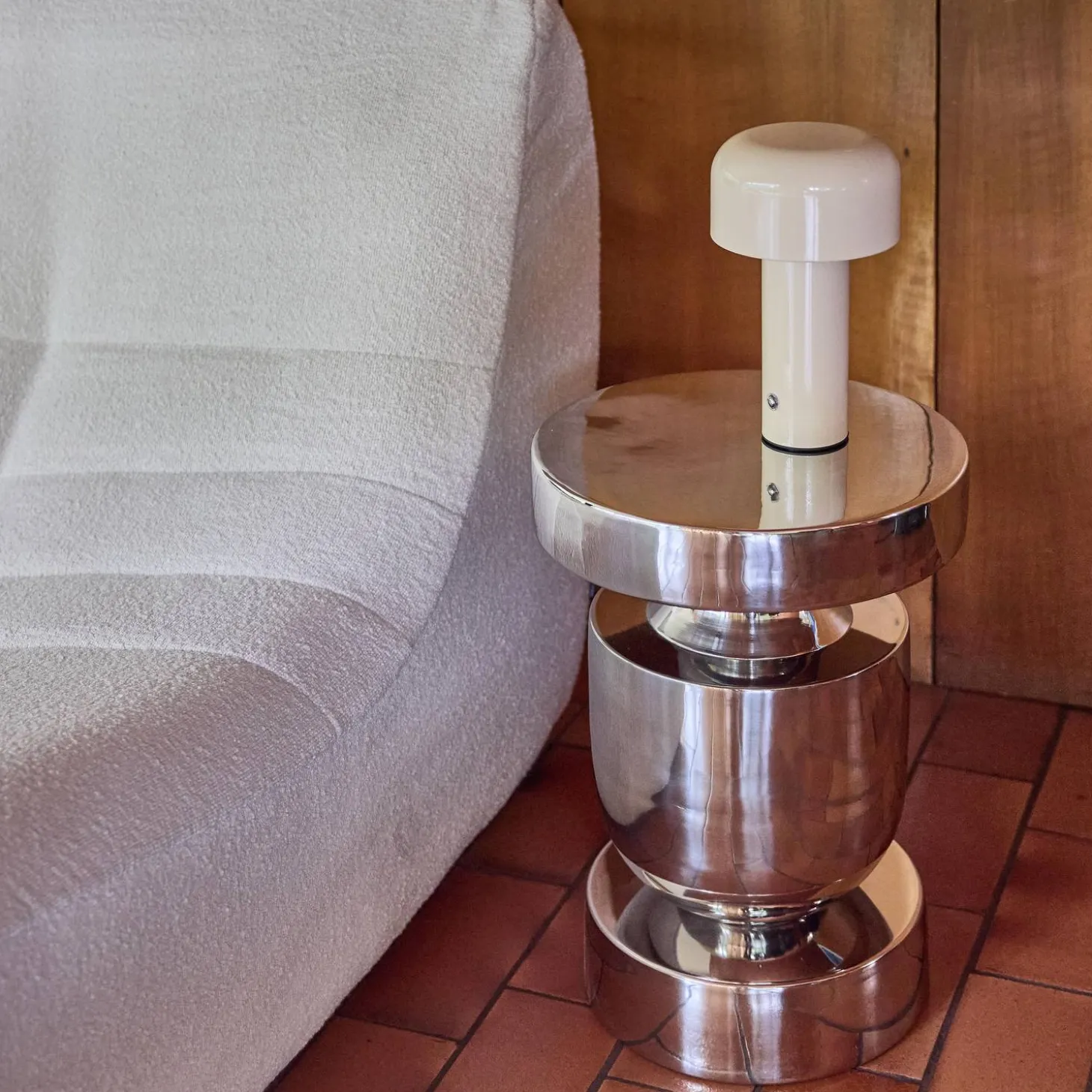 Side table, end table, bedside table stainless steel Ø30.5 x H43.5cm