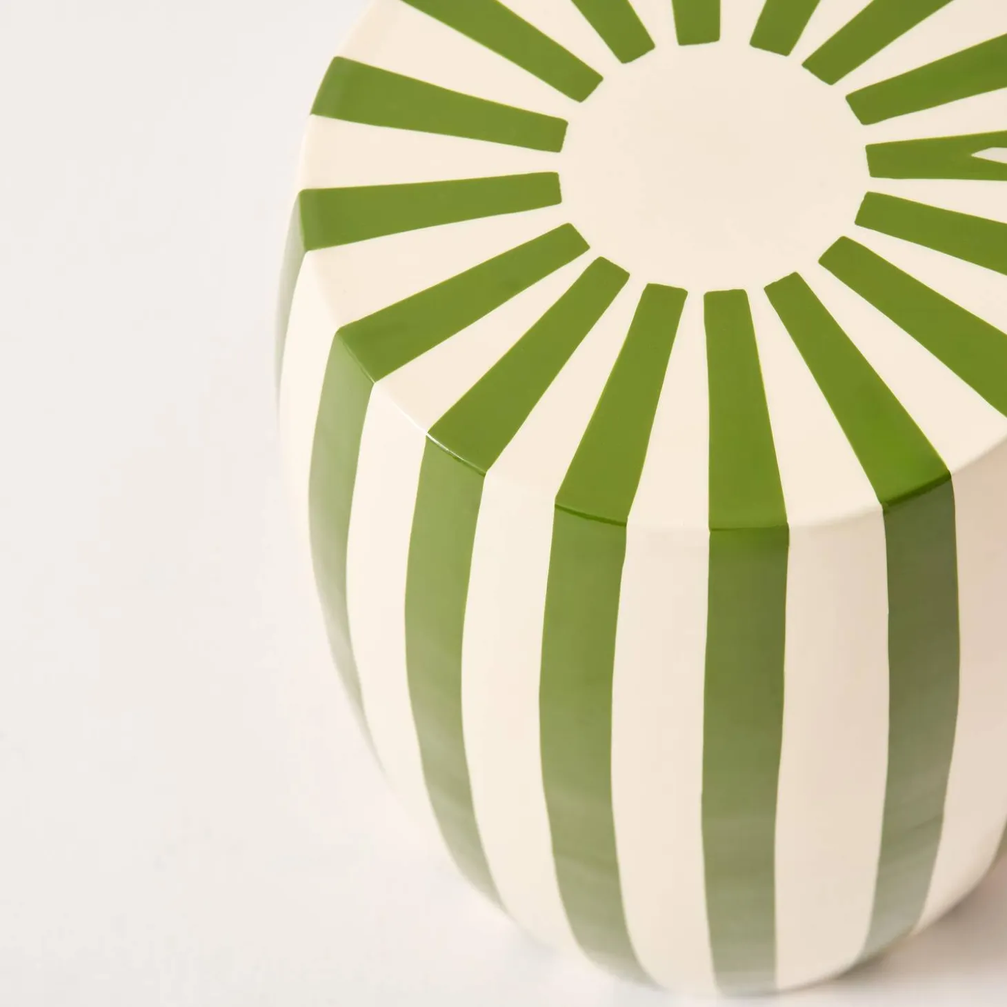 Side table, end table, bedside table in enameled steel, two-tone stripes Ø35 x H 46cm