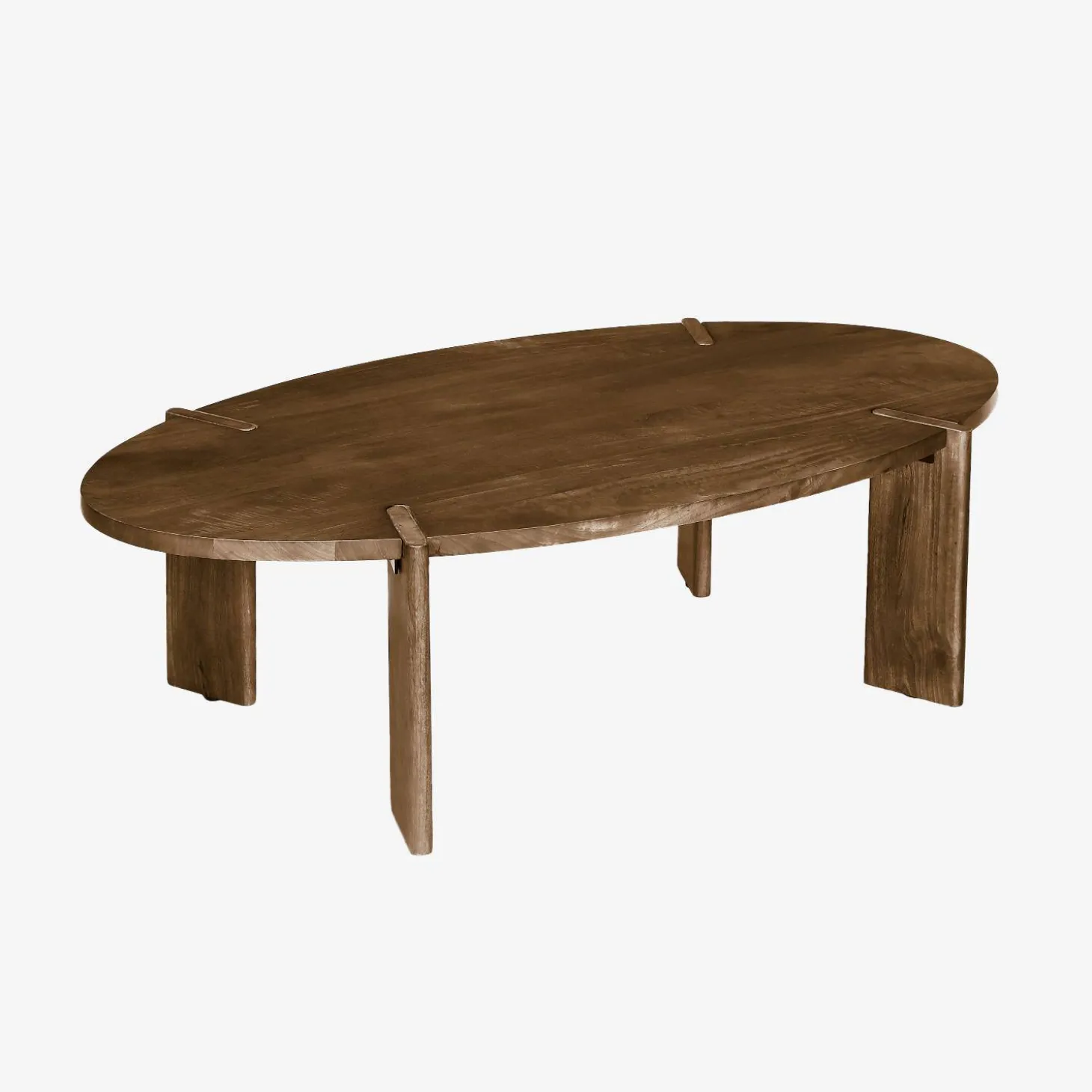 Solid mango wood oval coffee table