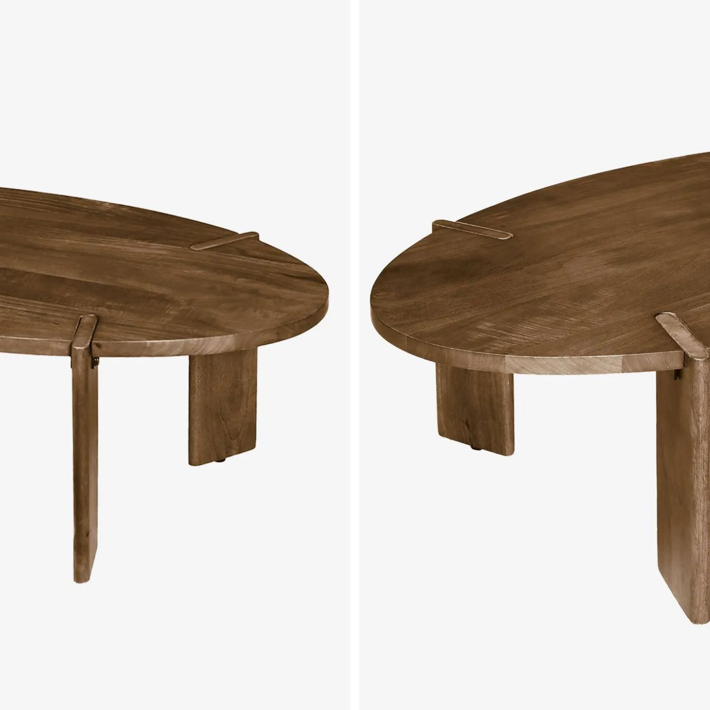 Solid mango wood oval coffee table