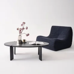 Solid mango wood oval coffee table