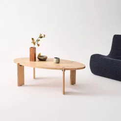 Solid mango wood oval coffee table