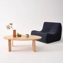 Solid mango wood oval coffee table