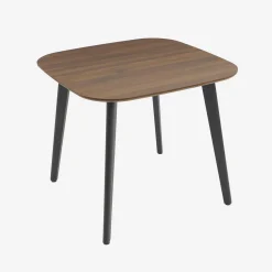 Square dining table wood effect black metal legs 4-seater