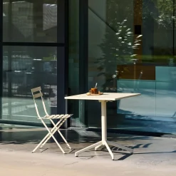 Square folding bistro garden table, steel seats 2