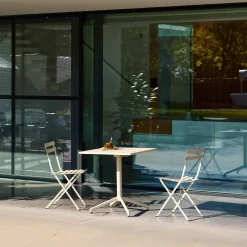 Square folding bistro garden table, steel seats 2