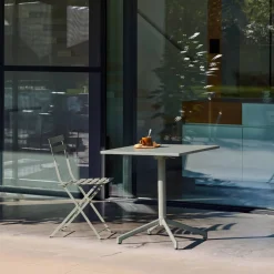 Square folding bistro garden table, steel seats 2