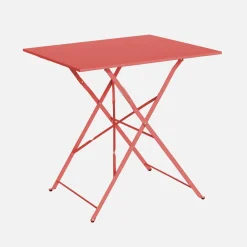 Square folding metal bistro garden table, 2-seater