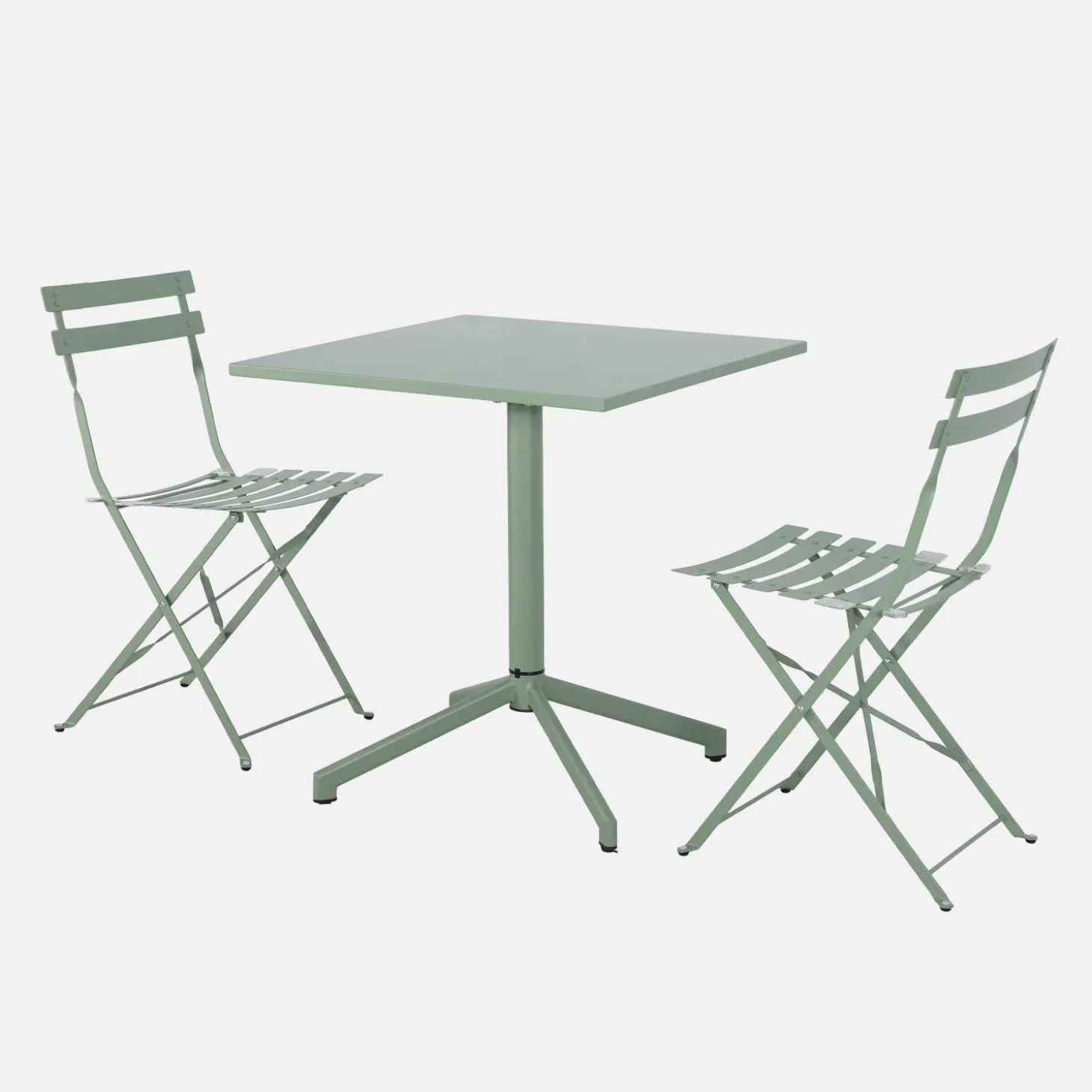 Square folding metal garden table + 2 seats