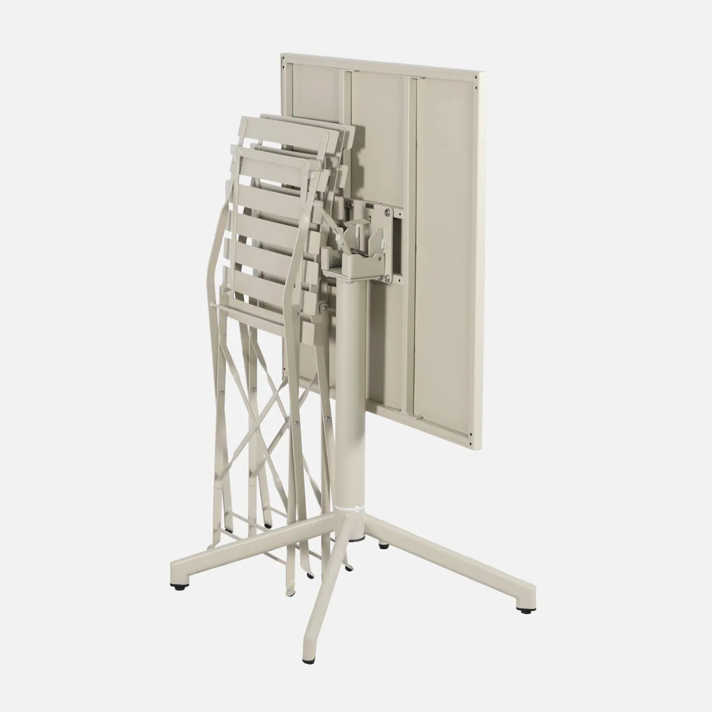 Square folding metal garden table + 2 seats