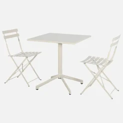 Square folding metal garden table + 2 seats