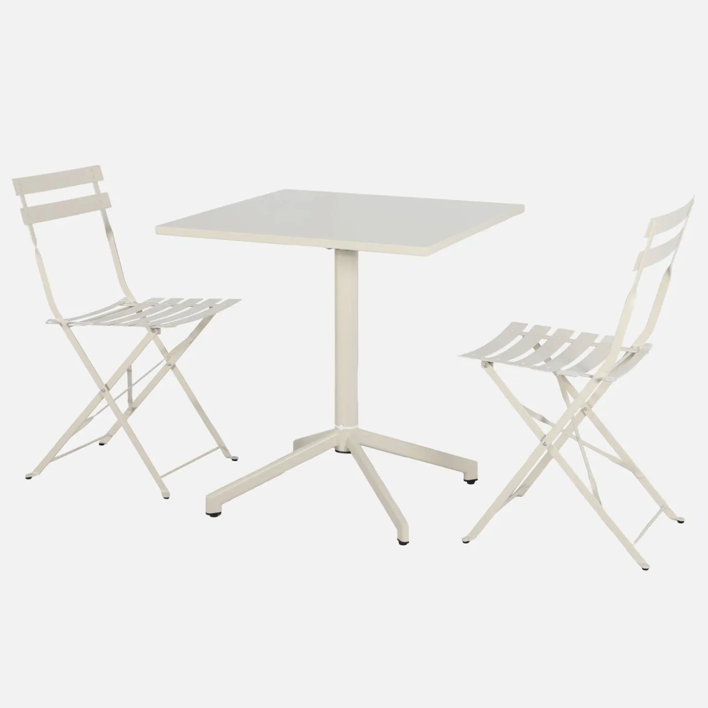 Square folding metal garden table + 2 seats