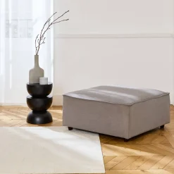 Square pouffe in water-repellent fabric for sofa