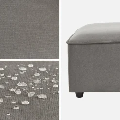 Square pouffe in water-repellent fabric for sofa