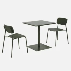 Square steel bistro garden table + 2 chairs