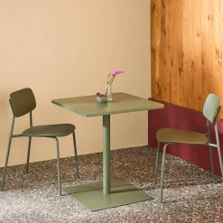 Square steel bistro garden table + 2 chairs