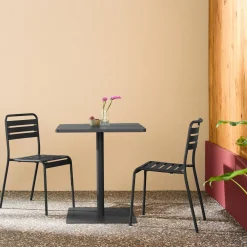 Square steel bistro garden table + 2 chairs