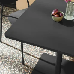Square steel bistro garden table + 2 chairs