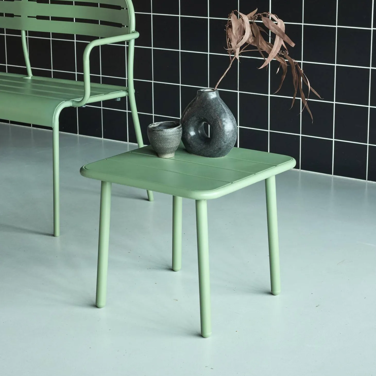Square steel garden coffee table