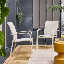 Stackable garden chair aluminum (set of 2)