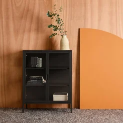 Steel and Tempered Glass Display Cabinet 2 Doors