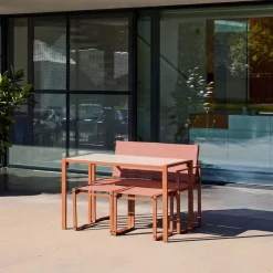 Steel and Textilene Garden Table + 4 Seats