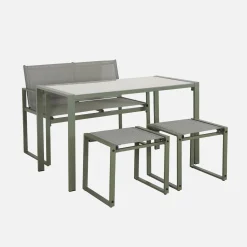 Steel and Textilene Garden Table + 4 Seats