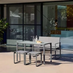 Steel and Textilene Garden Table + 4 Seats