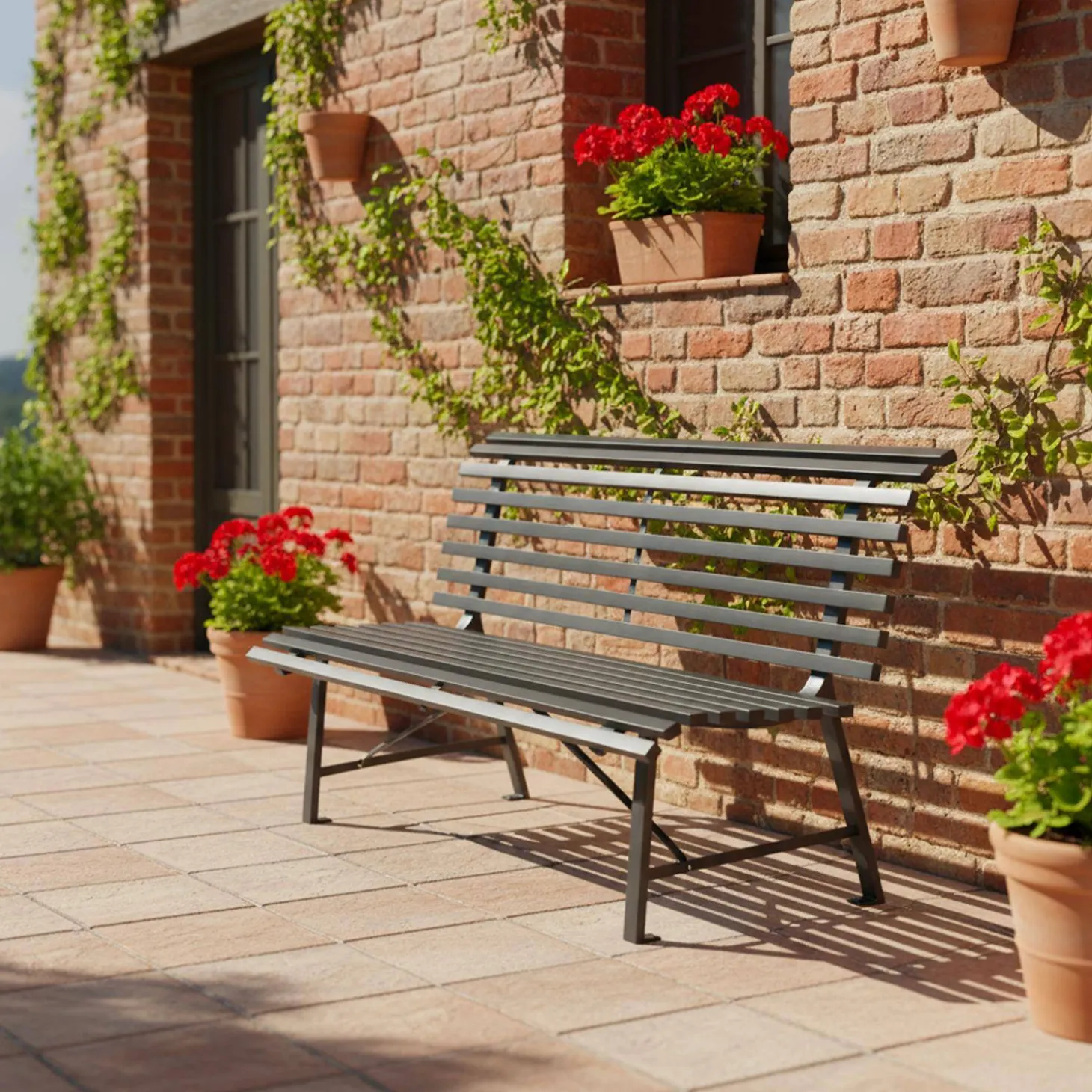 Steel garden bench 2-seater