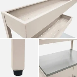 Steel outdoor kitchen 2 hanging shelves 2 doors L80cm